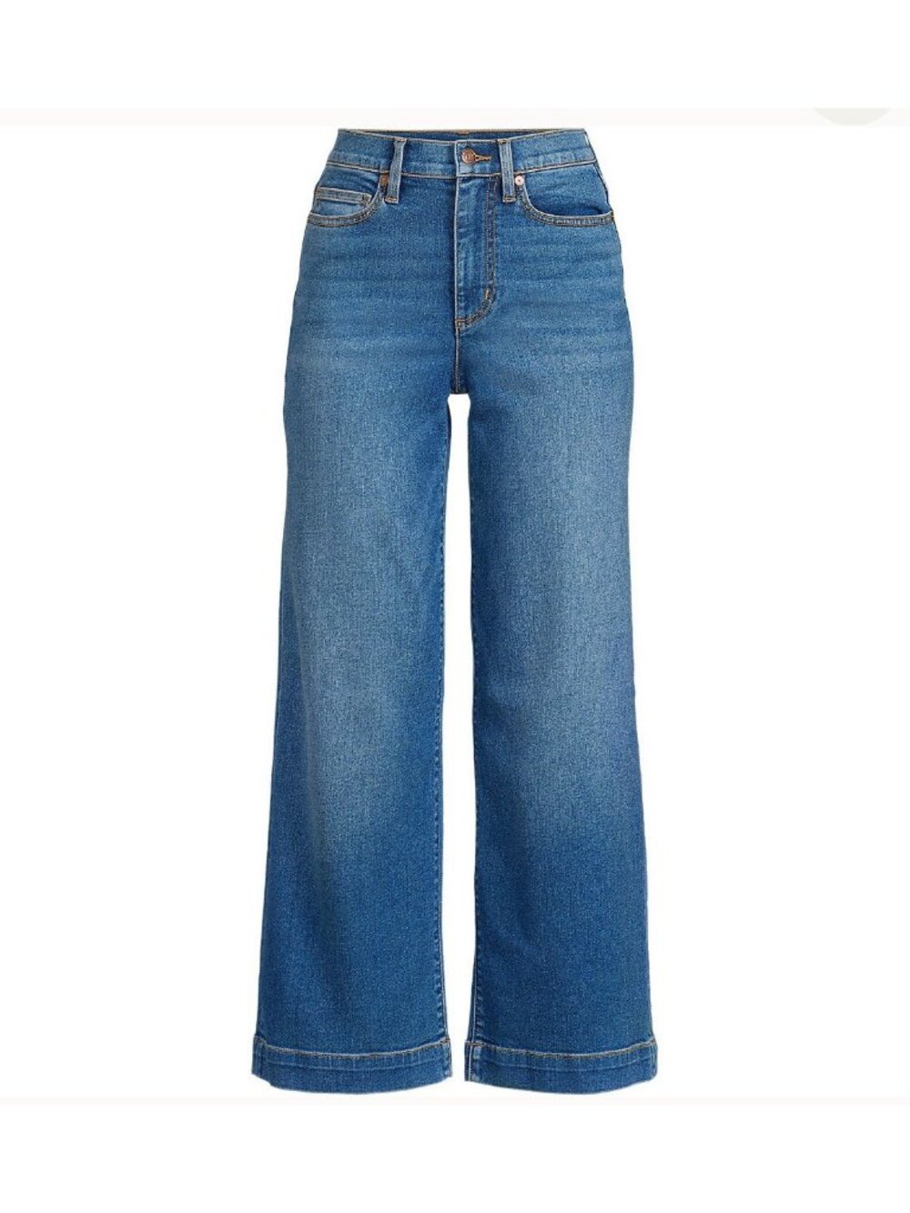 Lands End X Recover High Rise Wide Leg Blue Jeans Sz 18 Med Wash Casual Denim